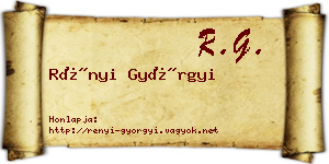 Rényi Györgyi névjegykártya
